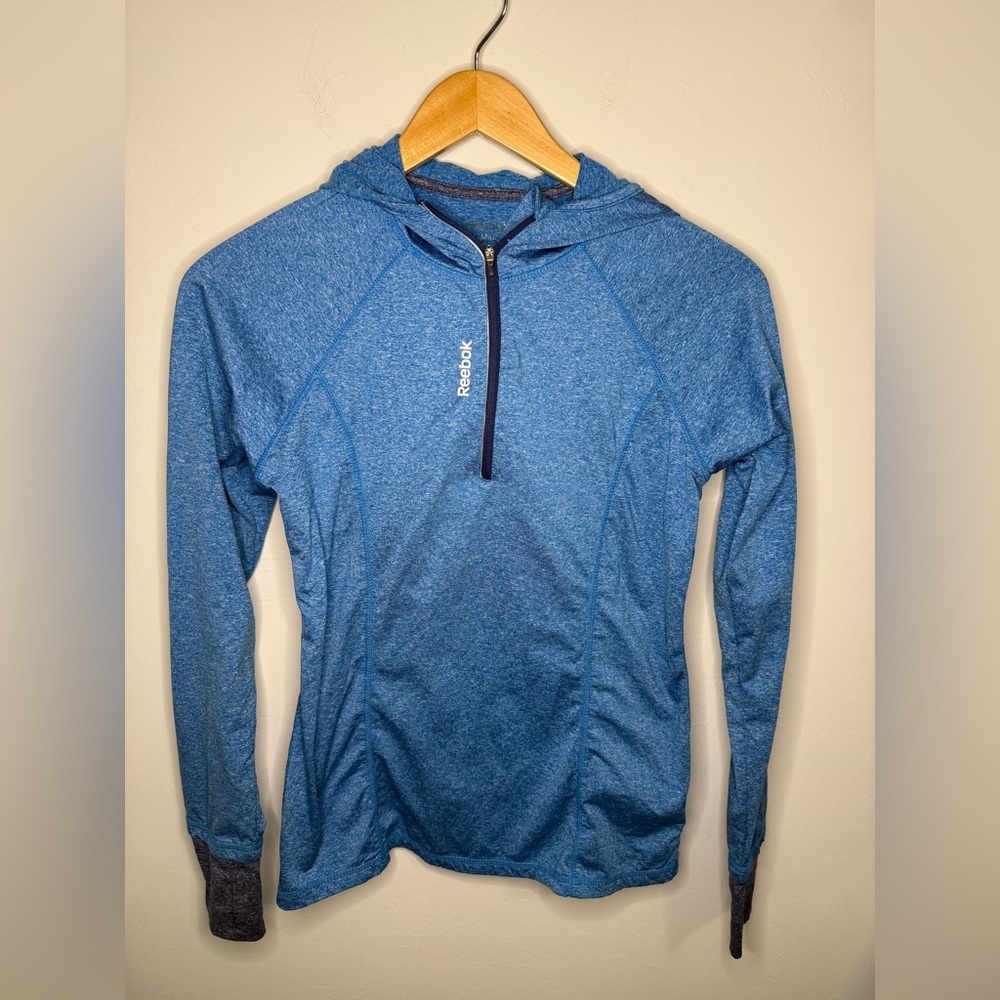 Reebok Active Teal Hooded Pullover w/Thumb Holes - Picture 1 of 6